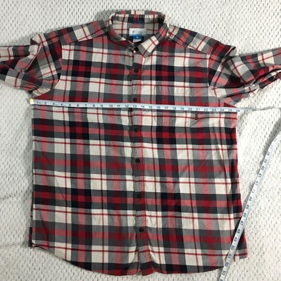 Columbia XXL, long sleeve, button down, black, red, white, gray plaid. - Picture 3 of 7